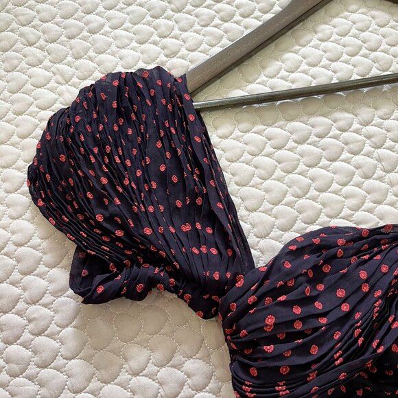 NWOT Self Portrait Plumetis Black & Red Polka Dot Mini Dress US 6 - Picture 10 of 16